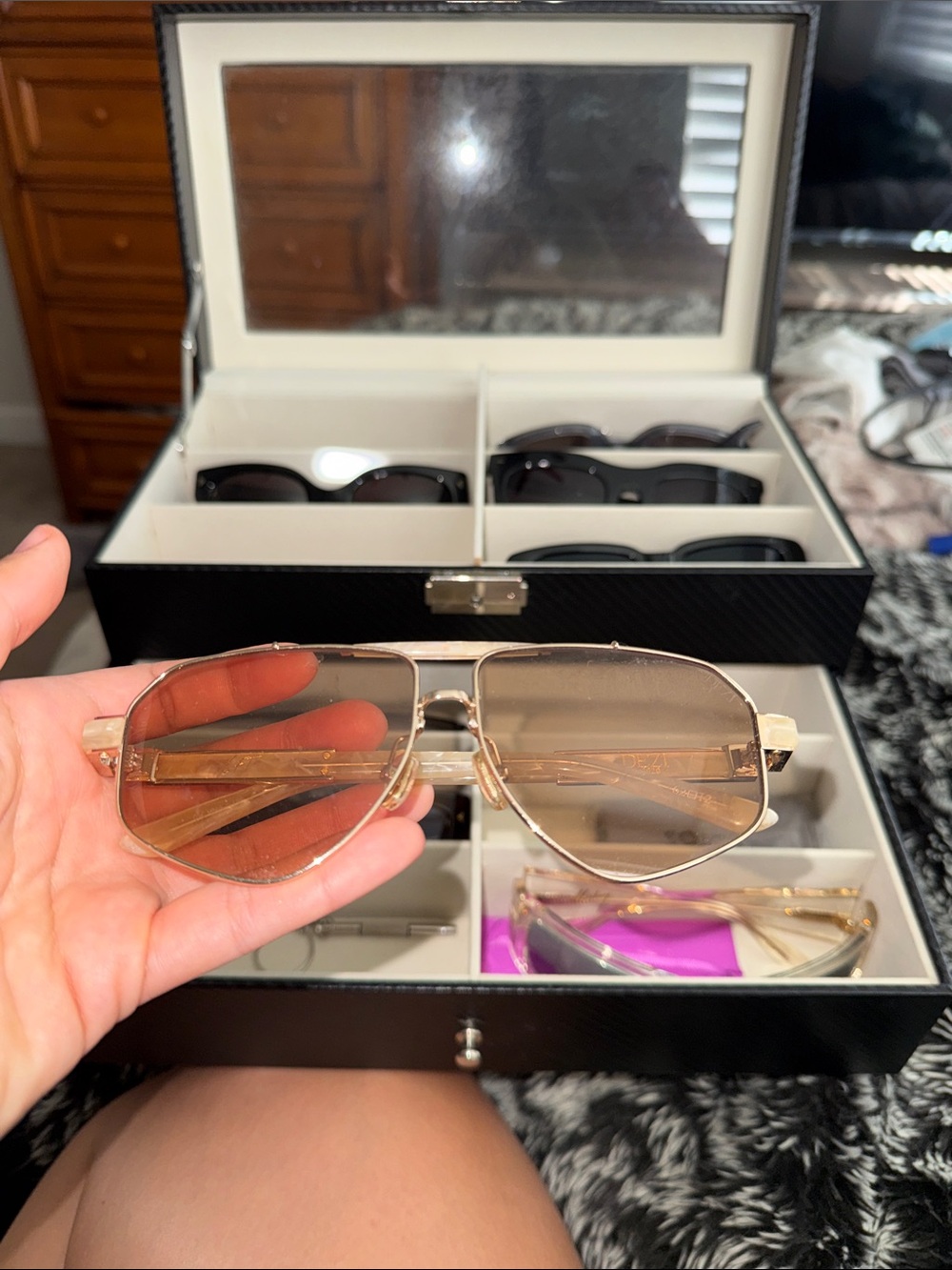 DEZI Gold Aviator Sunglasses with Brown Gradient Lenses